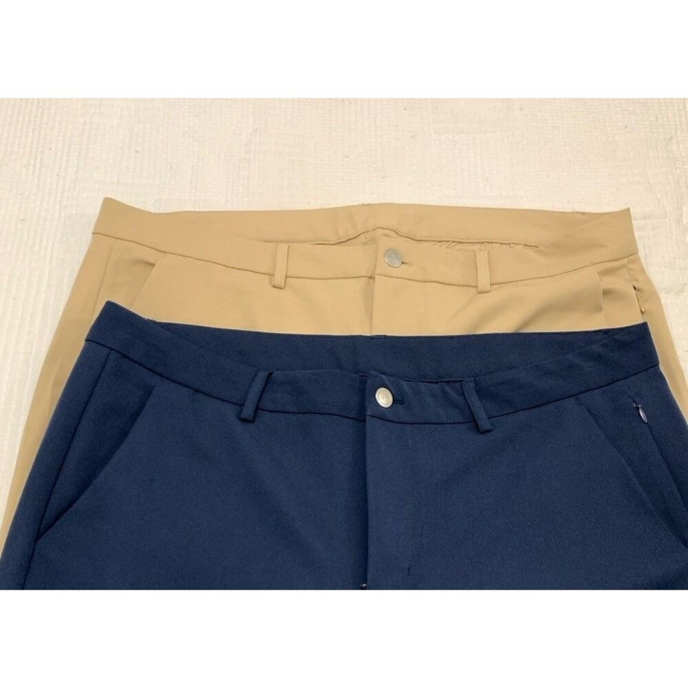&Collar Mens Golf Pants 38x29 Blue Khaki Performance Lightweight Zip Pocket Lot